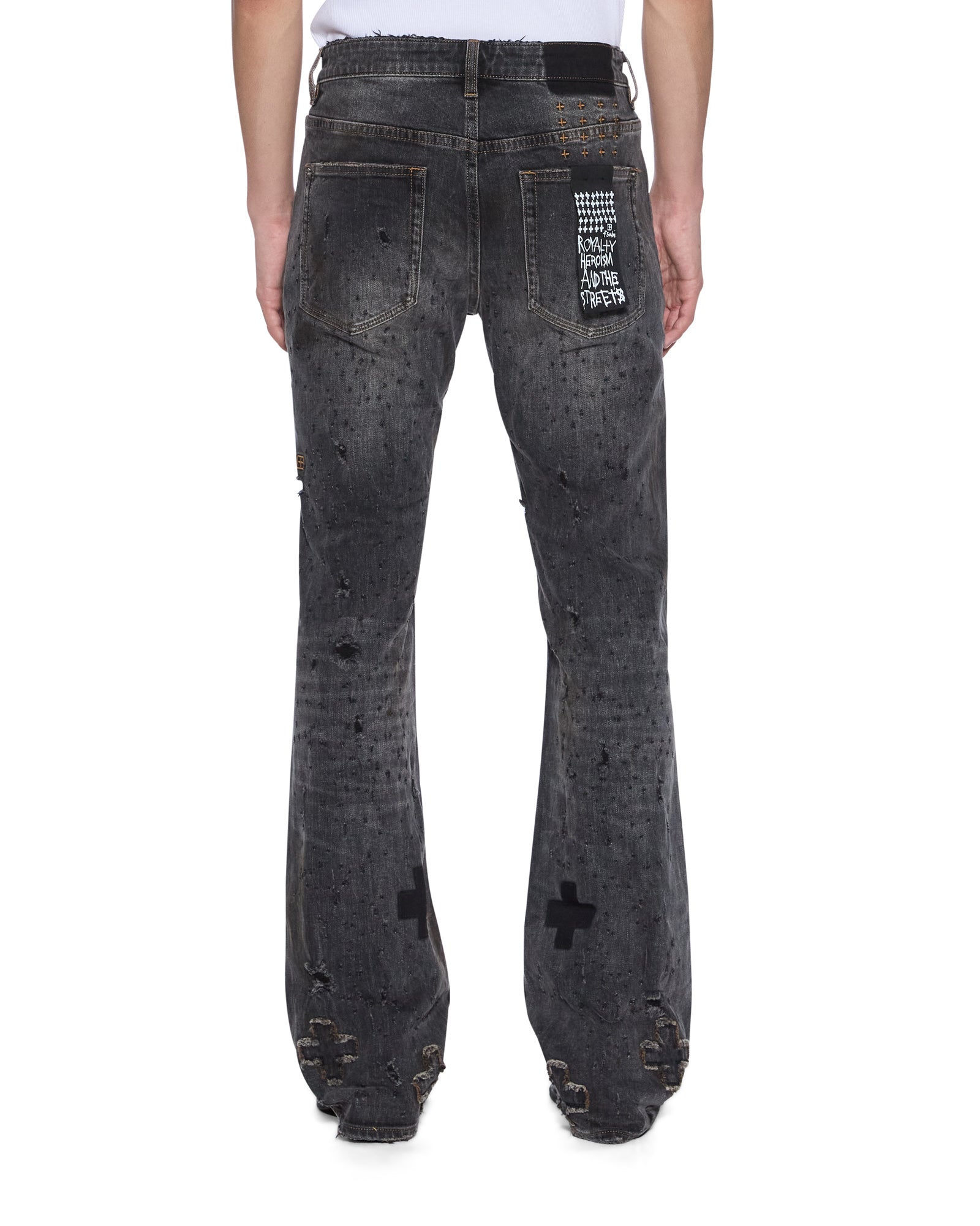 MENS  BRONKO ASHER BLACK SHOTGUN BOOTCUT DENIM JEANS