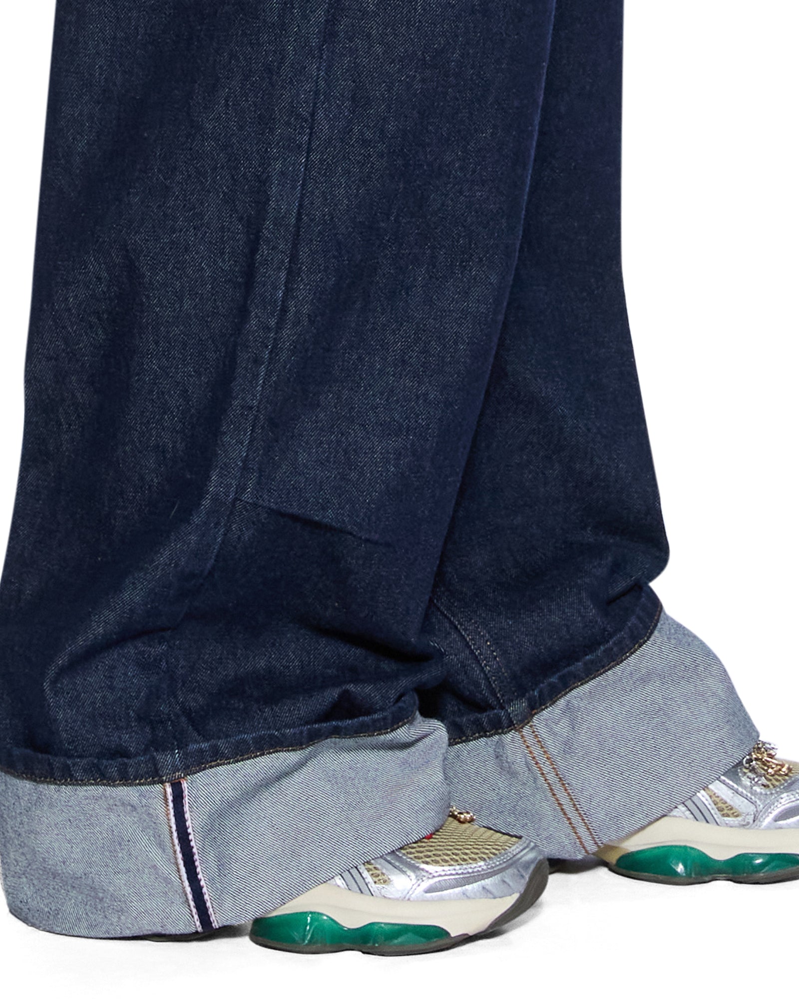 WOMENS  KSUPER CUFFED MYSTIC RINSE BAGGY DENIM JEANS