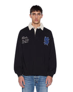 MENS RUGGED RUGBY LS JERSEY BLACK FADE FASHION TOPS