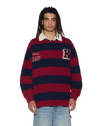 Mens Rugged Rugby Jersey Fire Fade Boxy Shirts - Burgundy