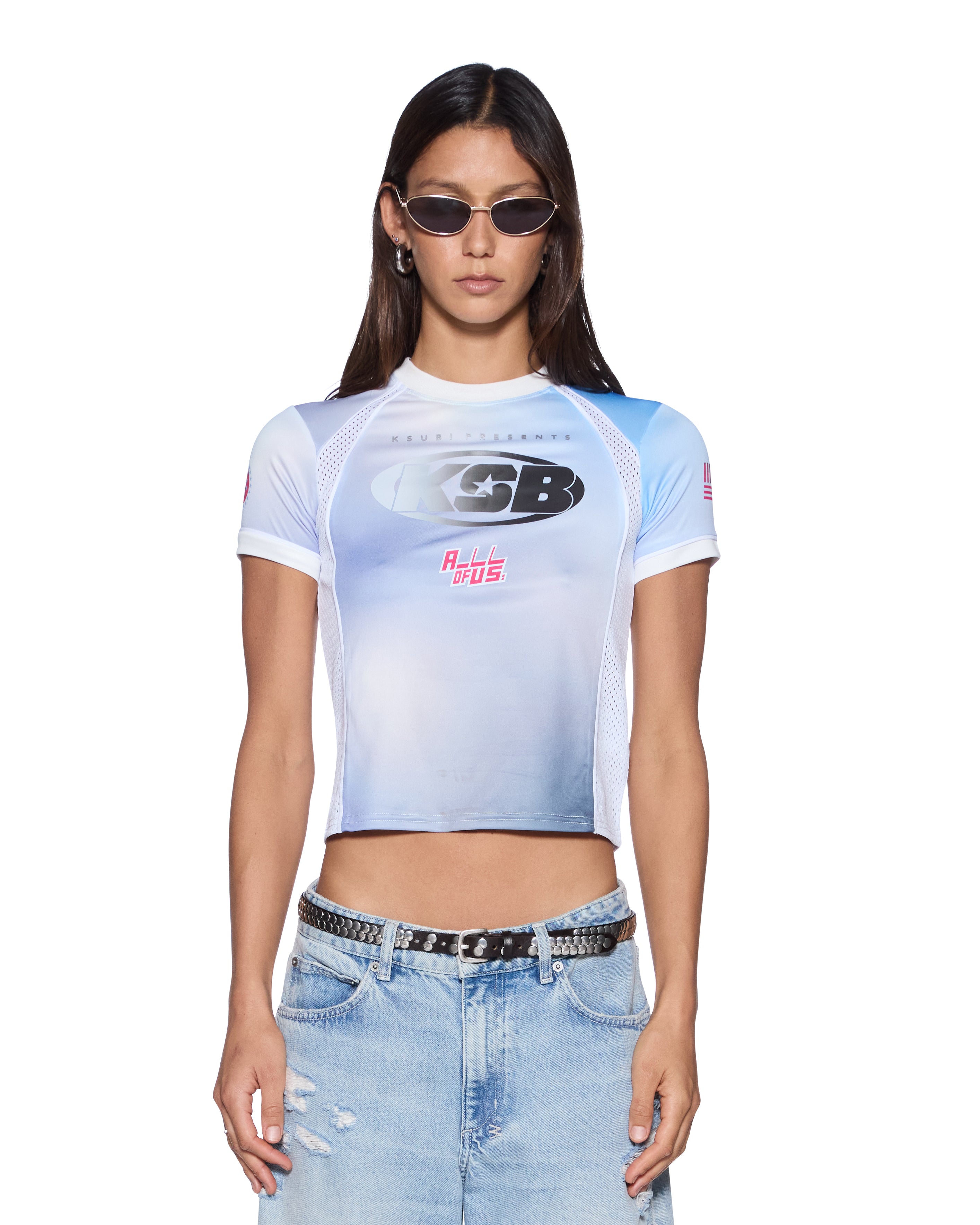 Womens All Night Baby Jersey Blu Haze Tees | Ksubi ++