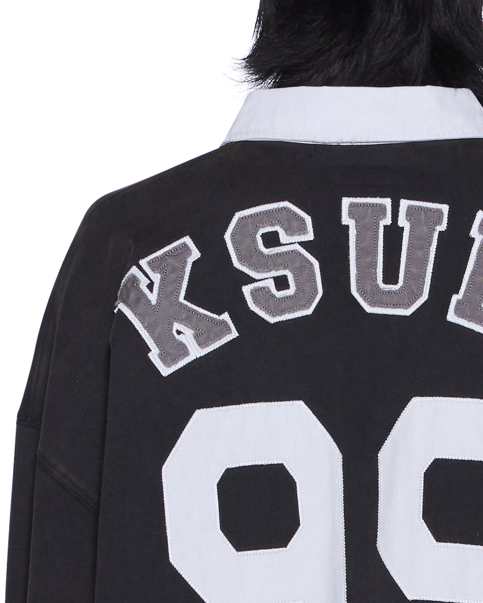 MENS  DUKE RUGBY LS JERSEY BLACK OVERSIZED FASHION TOPS