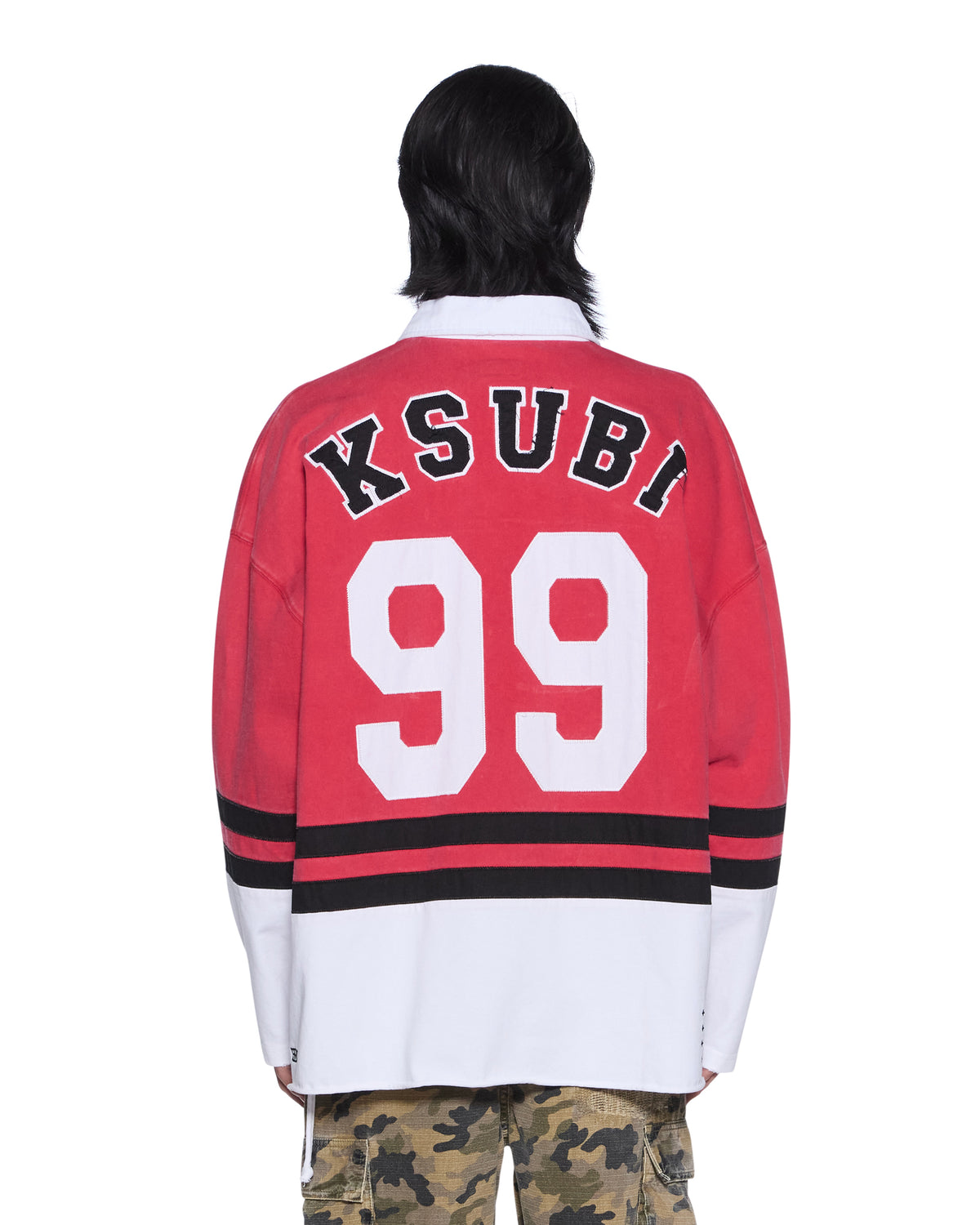 Mens Duke Rugby Ls Jersey Red Oversized Shirts - Multi Colour