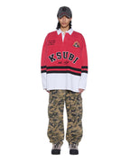 Mens Duke Rugby Ls Jersey Red Oversized Shirts - Multi Colour