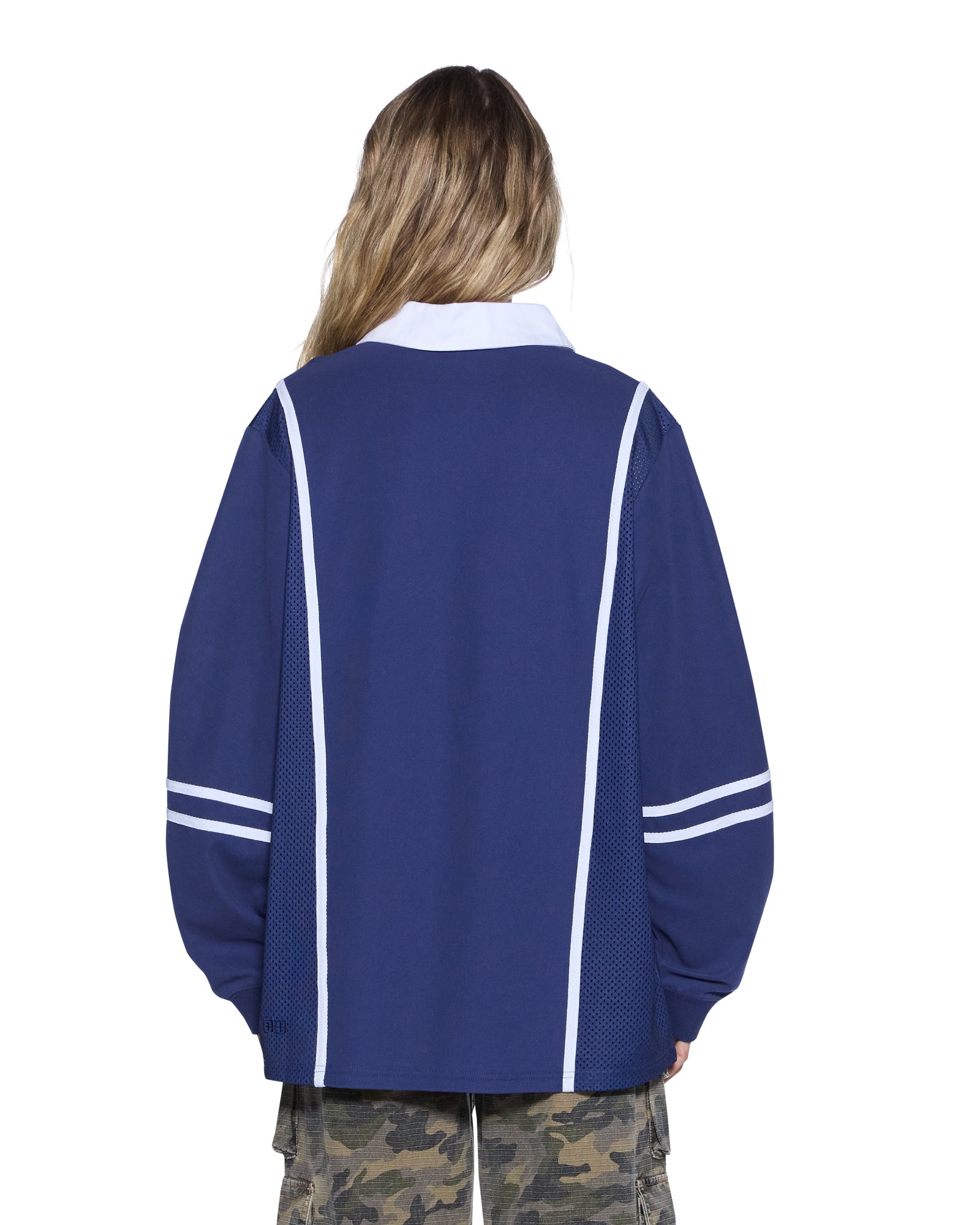 WOMENS  PLAYOFF LS POLO JERSEY NAVY RELAXED FASHION TOPS