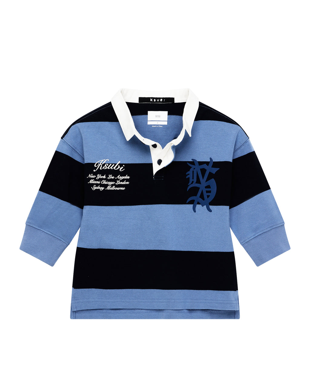 KIDS LIL RUGGED RUGBY LS JERSEY FADED ICE FASHION TOPS