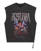 Mens Kingdom Slash Crew Faded Black Oversized Fleece - Black