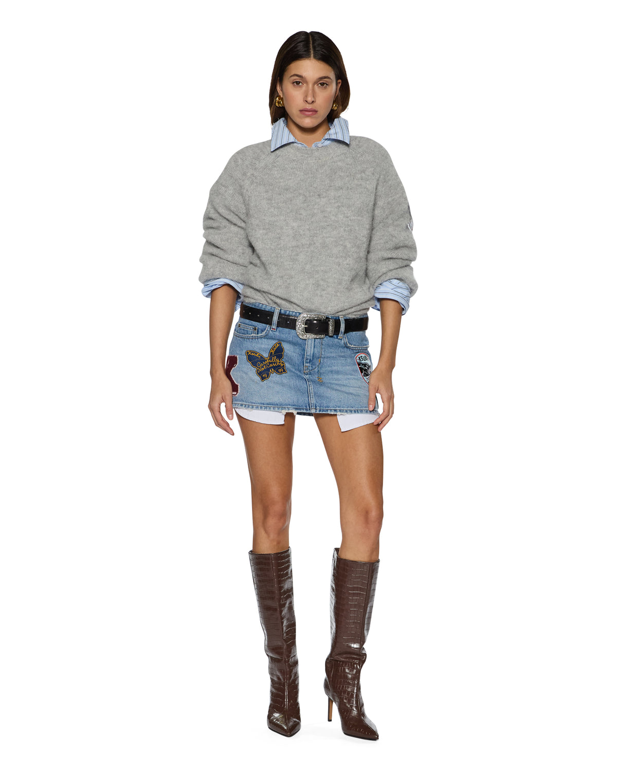 WOMENS MICRO MINI SKIRT HORIZON PATCH SKIRTS