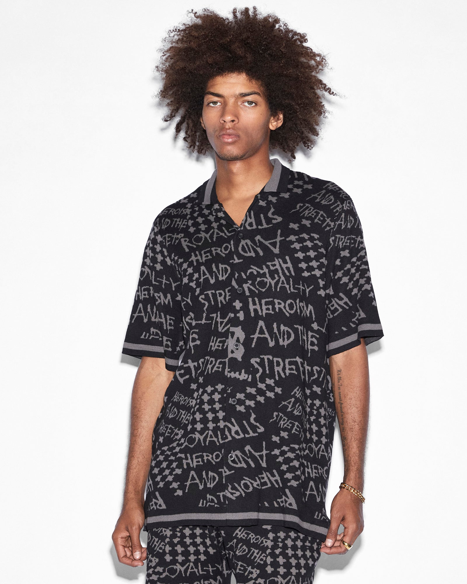Heroism Knit Resort Ss Shirt Mens Knitwear - Black | Ksubi