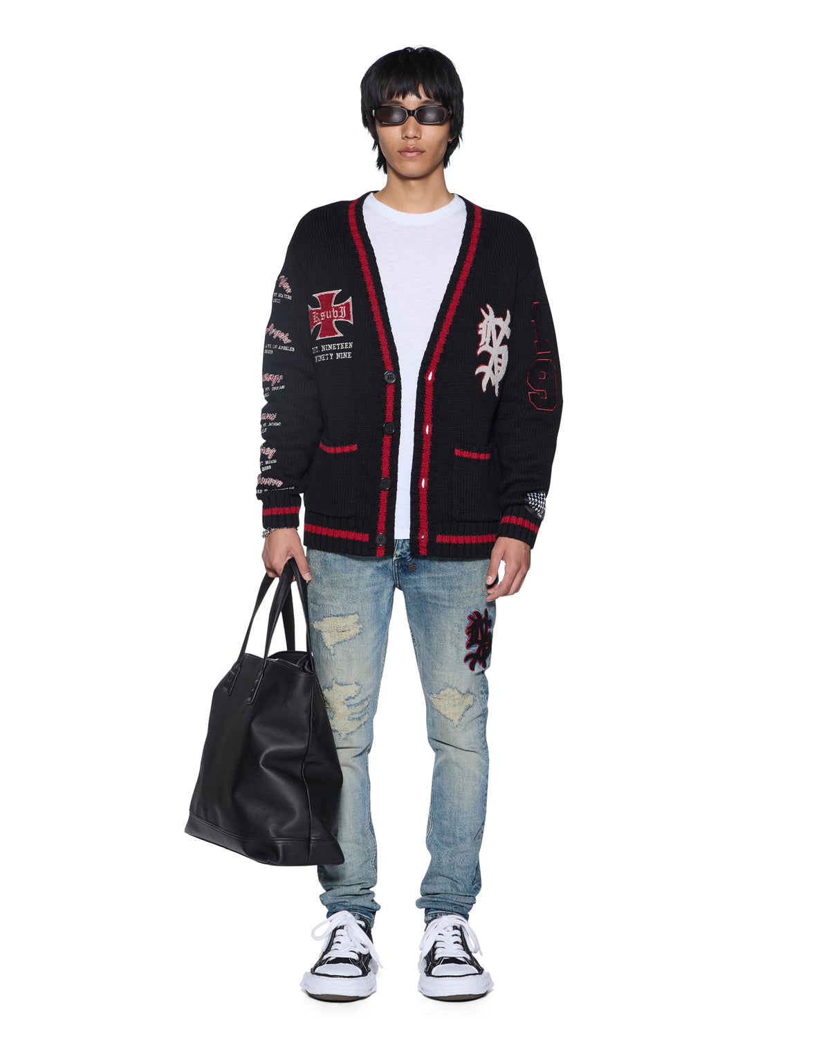 MENS LEAGUE CARDIGAN BLACK KNITWEAR