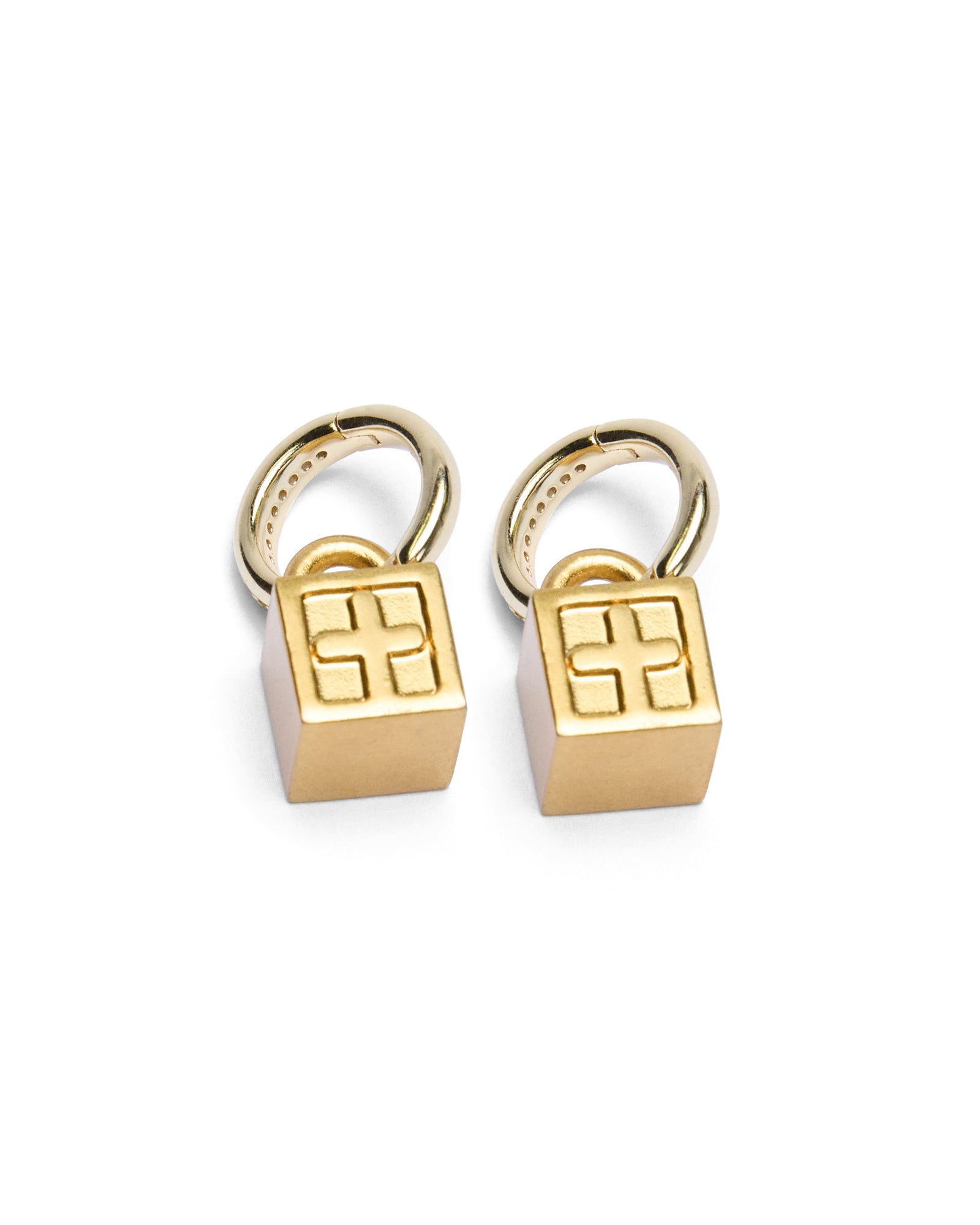  KRYSTAL BOX CROSS HUGGIE EARINGS GOLD JEWELLERY