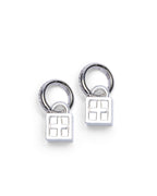 Krystal Box Cross Huggie Earings Silver Jewellery - Silver
