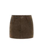Womens Low Rider Mini Weathered Slim Skirts - Brown