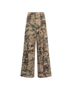Womens Ksuper Cargo Pant Woodland Camo Oversized Pants - Khaki