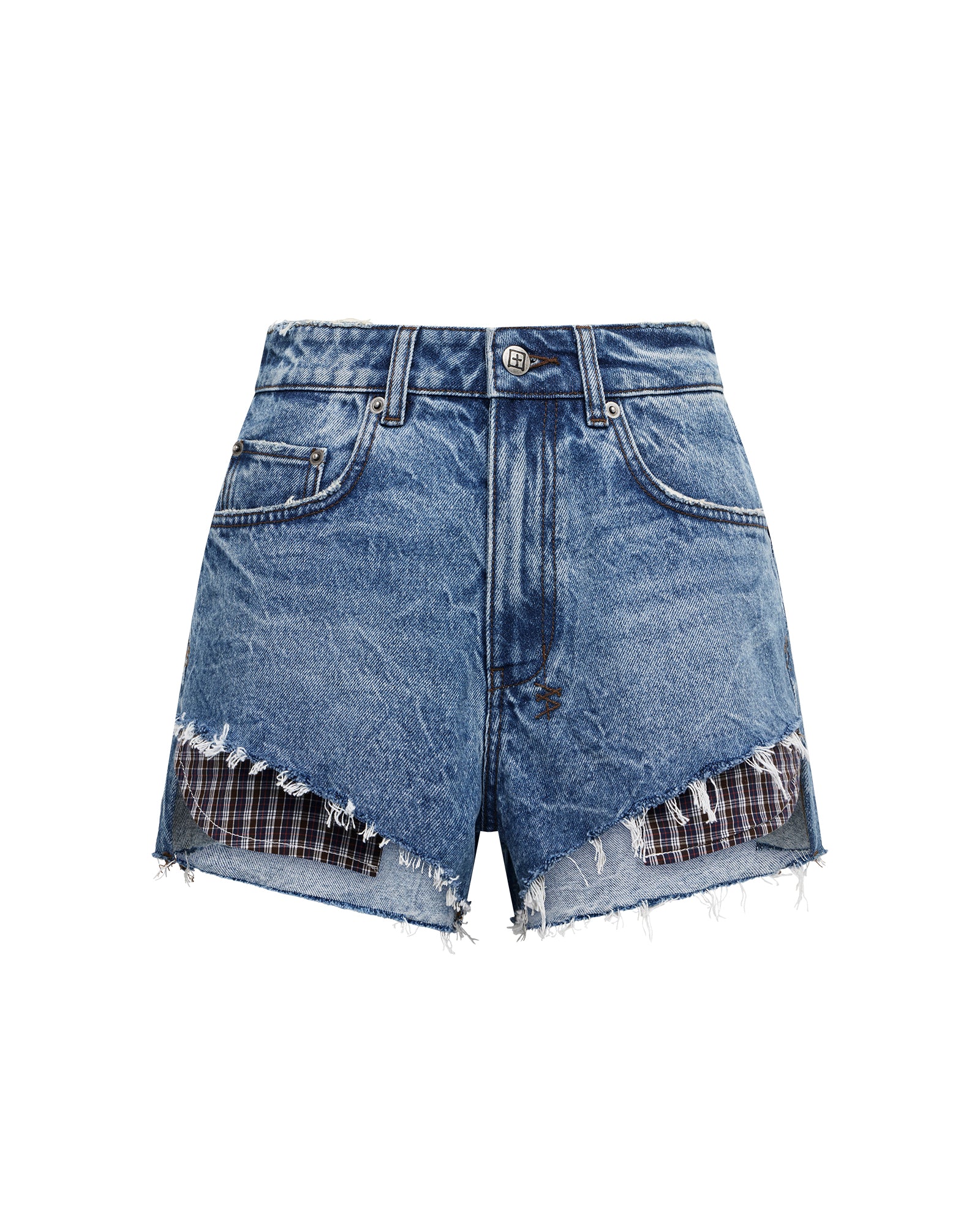 Womens Kut Off Denim Short Liberty Blue Plaid Walkshorts | Ksubi ++