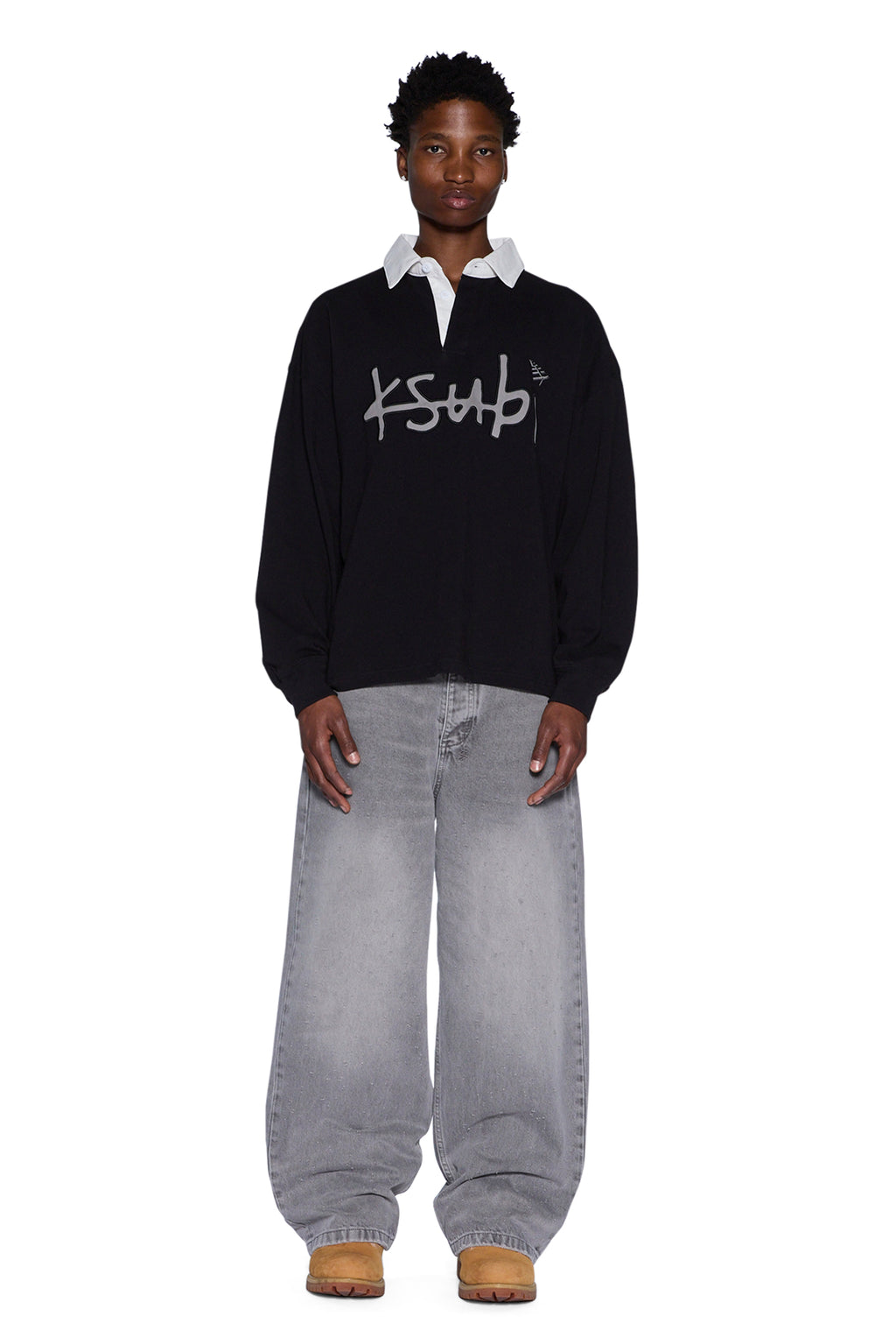 Mens Rugby Ls Top Black Fashion Tops - Black