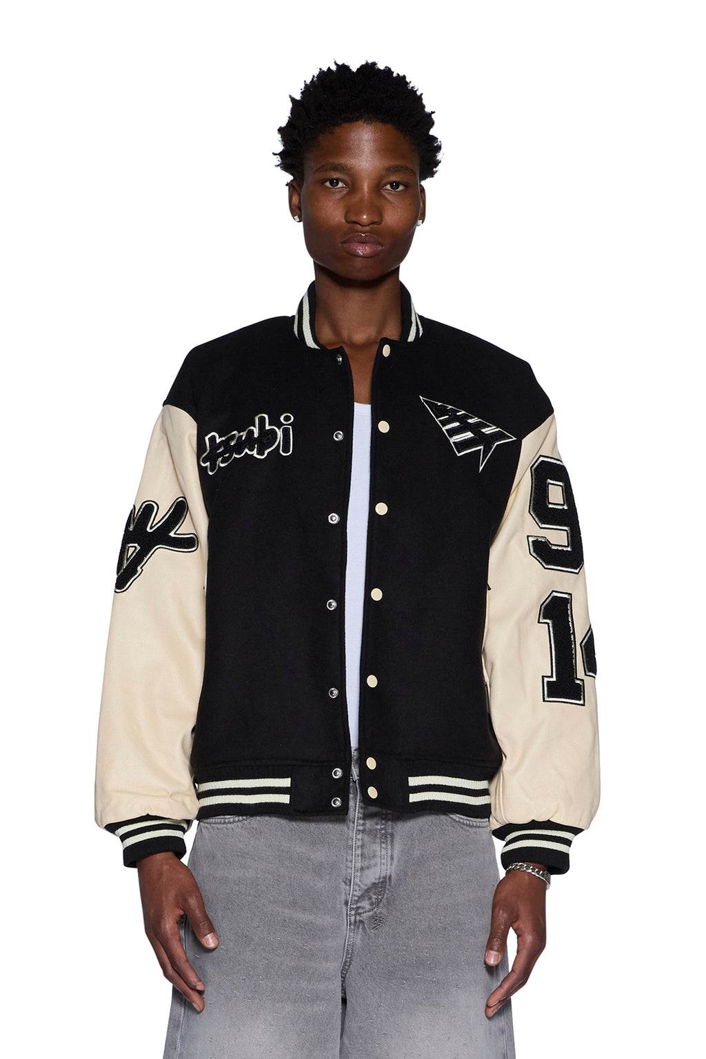 Mens Ksubi X Planes Varsity Jacket Black Jackets - Black