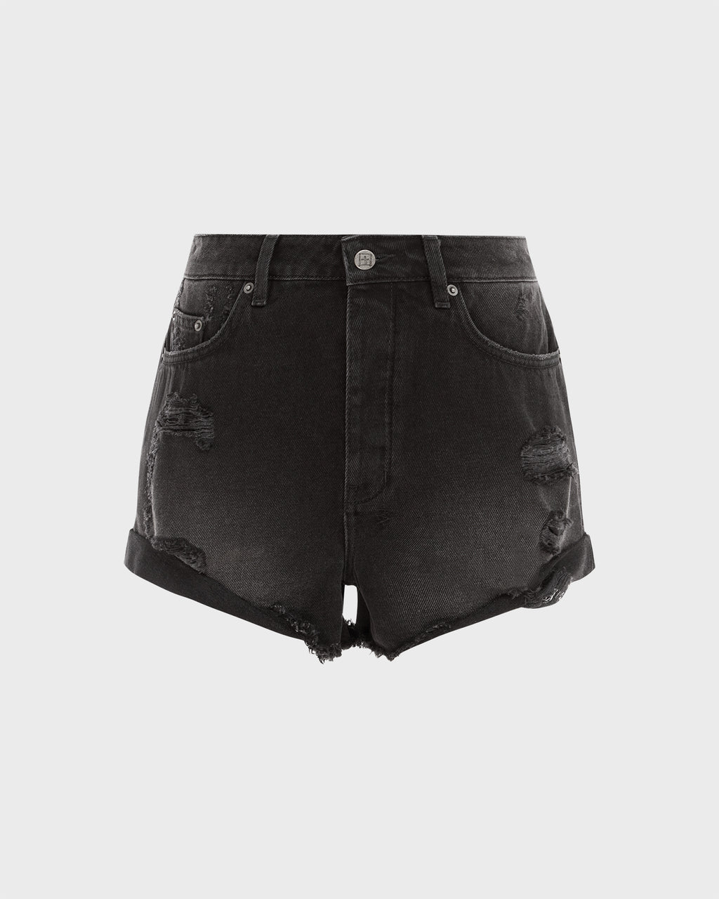 WOMENS ROLLIN OUT SHORT TRASHED BLACK WALKSHORTS