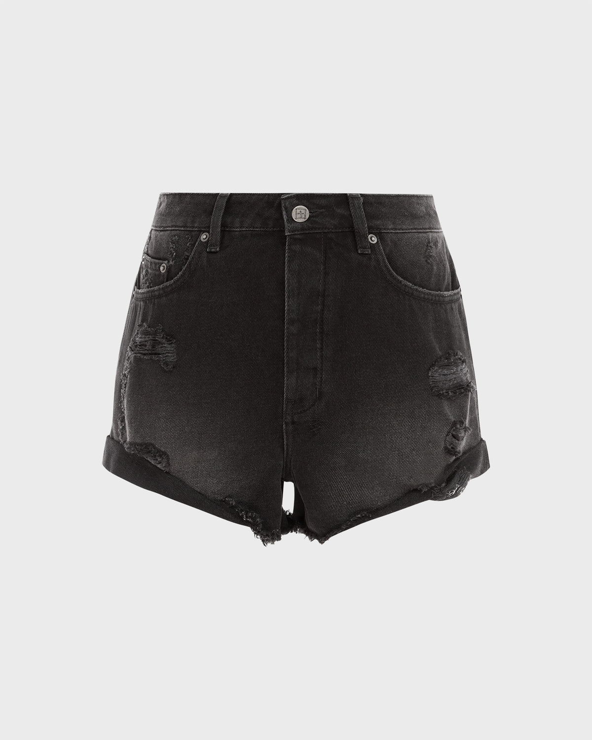 WOMENS ROLLIN OUT SHORT TRASHED BLACK WALKSHORTS