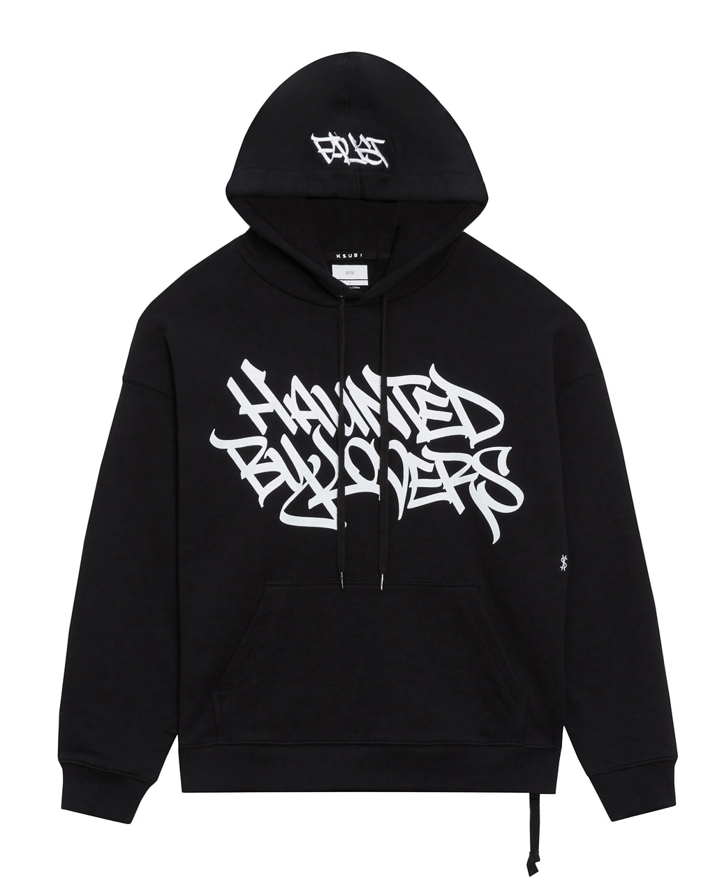 Mens Faust Biggie Hoodie Jet Black Oversized Fleece - Black
