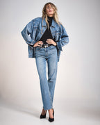 Womens Icon Jean Frenchie Blue Straight Denim Jeans - Denim