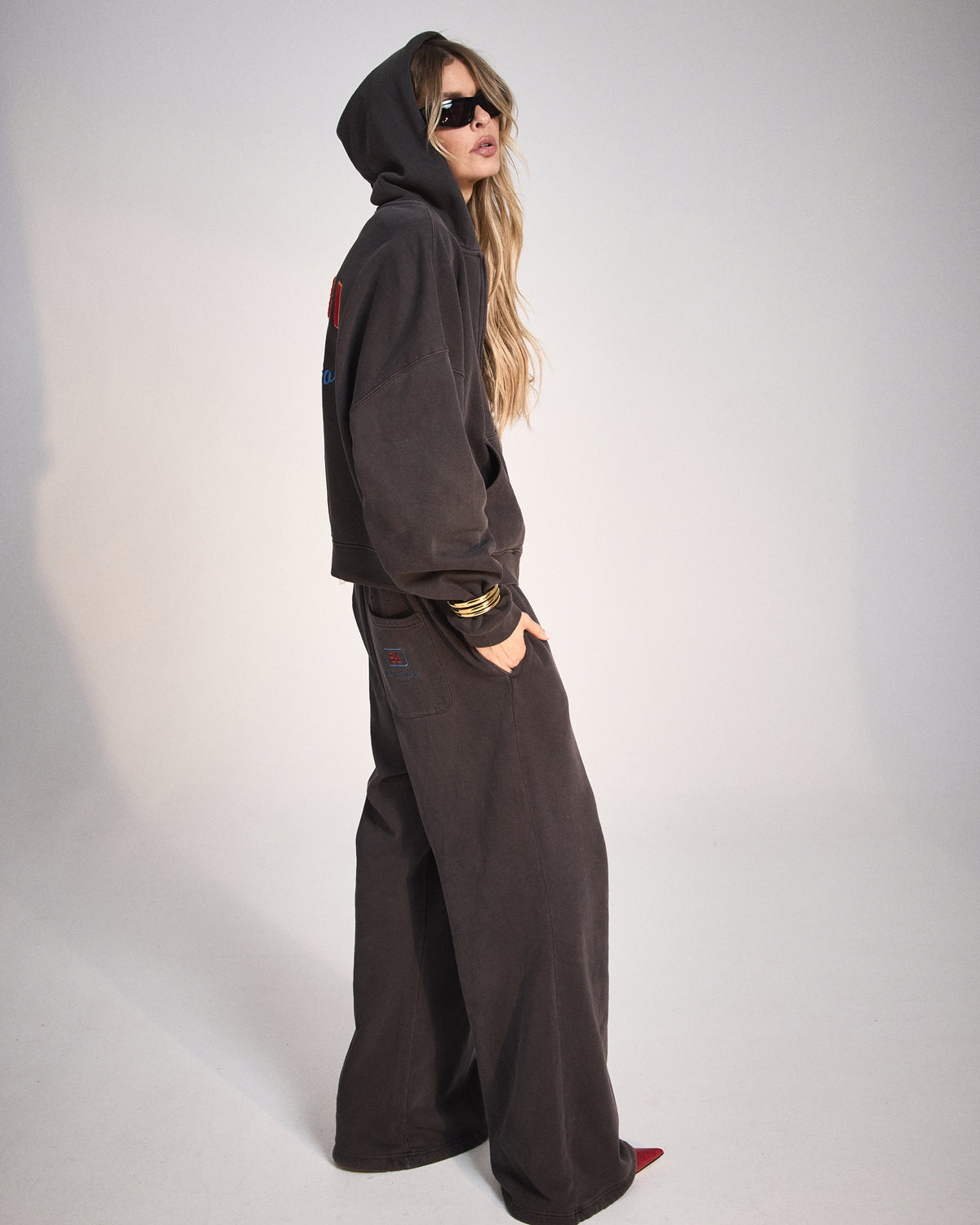 Womens Boyfriend Trakpant Washed Black Oversized Pants - Black