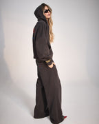 Womens Boyfriend Trakpant Washed Black Oversized Pants - Black