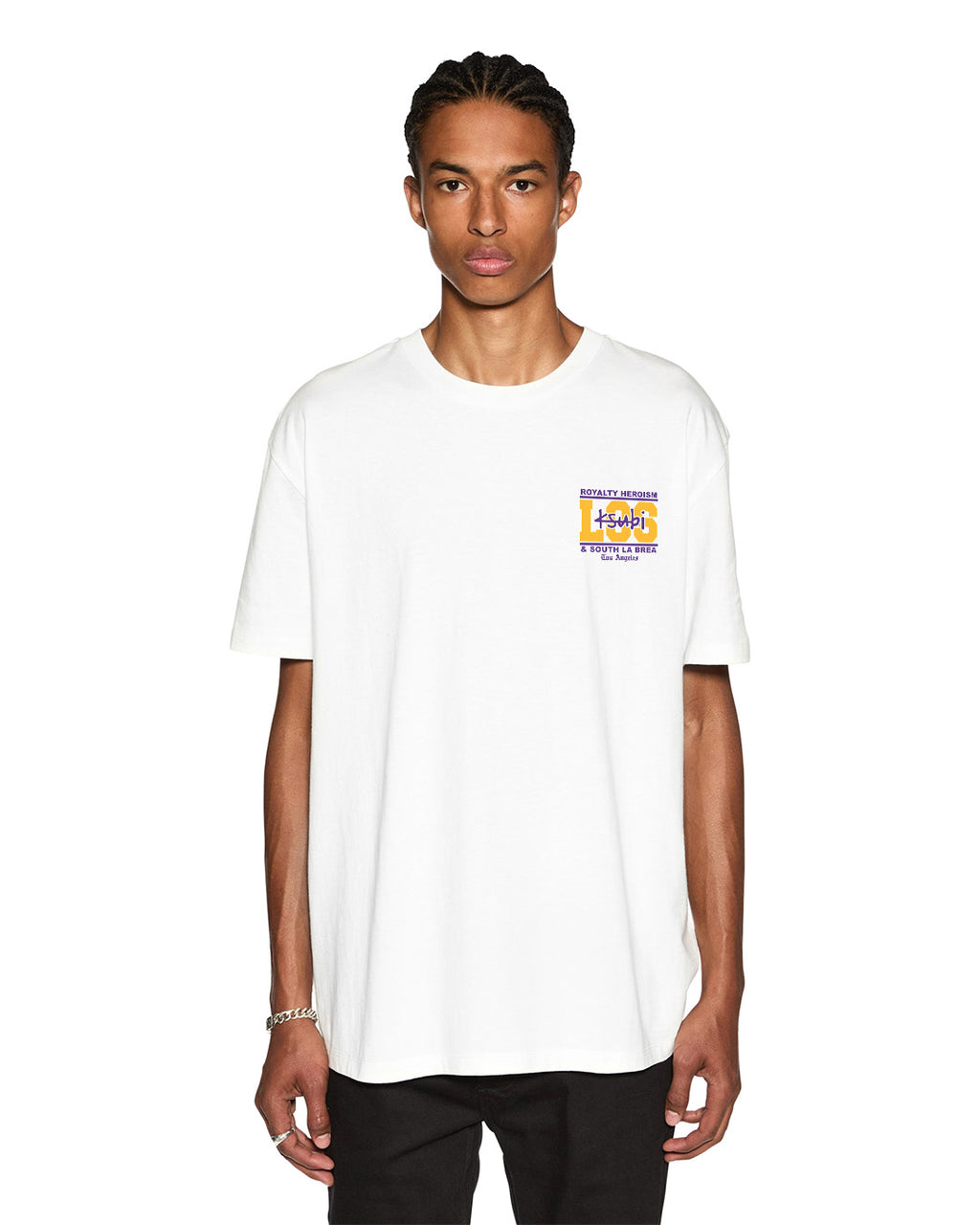 MENS LA AND THE STREETS SS BIGGIE TEE WHITE TEES
