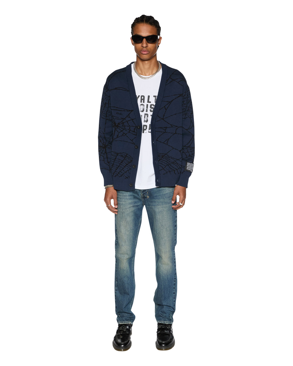 Mens Lies Knit Cardigan Gasoline Regular Knitwear - Blue