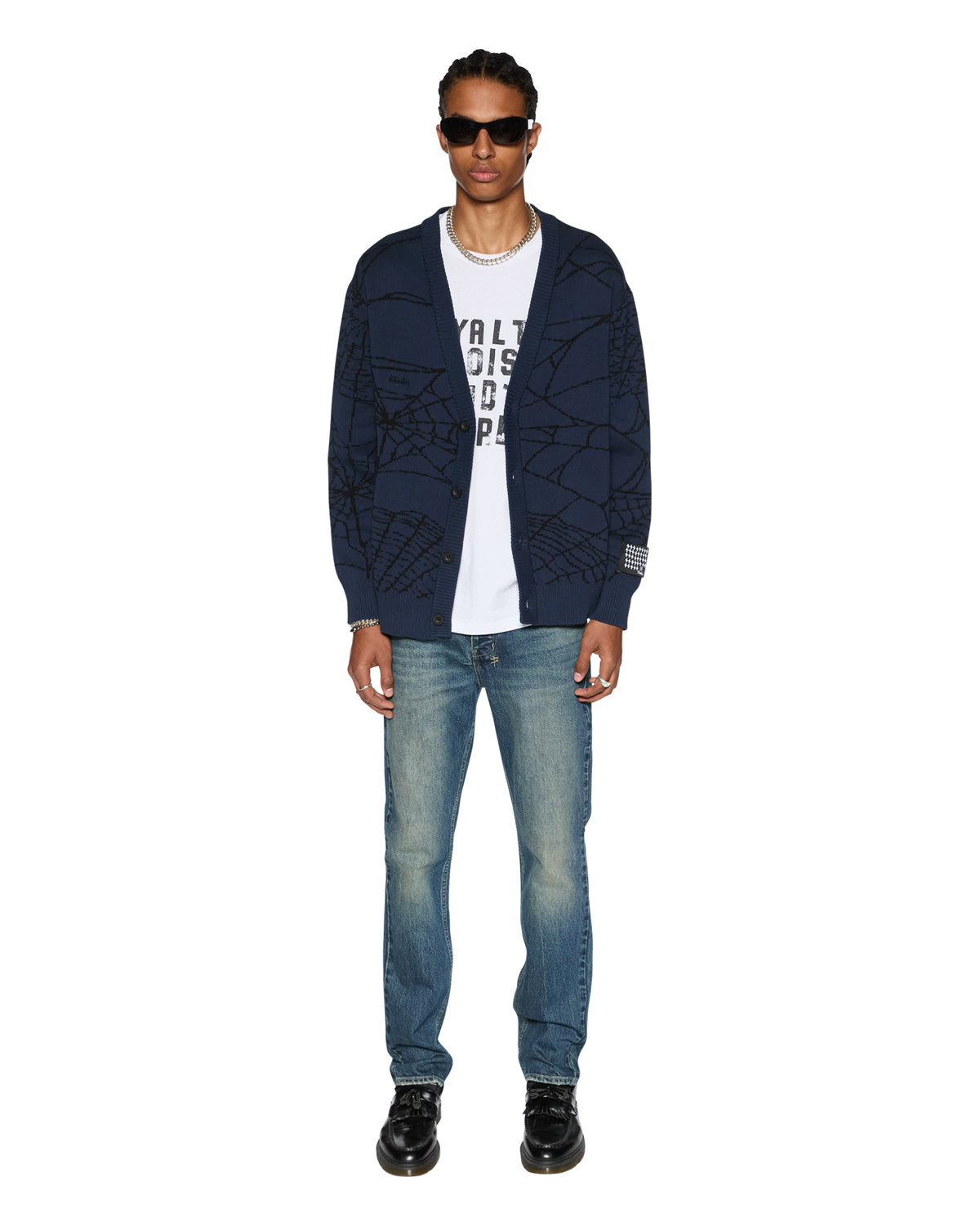 Mens Lies Knit Cardigan Gasoline Regular Knitwear - Blue
