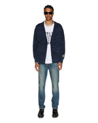 Mens Lies Knit Cardigan Gasoline Regular Knitwear - Blue