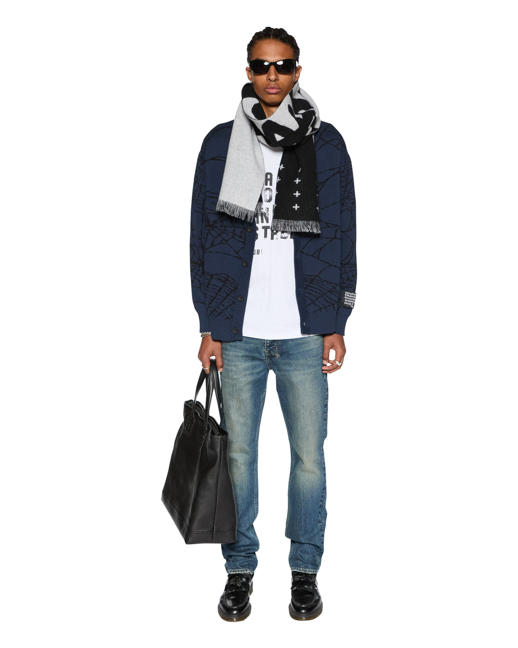 Mens Lies Knit Cardigan Gasoline Regular Knitwear - Blue