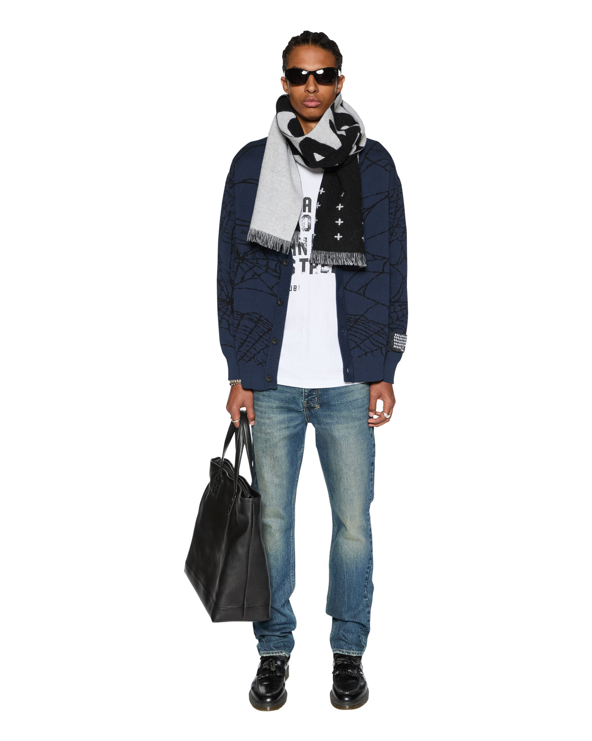 Mens Lies Knit Cardigan Gasoline Regular Knitwear - Blue