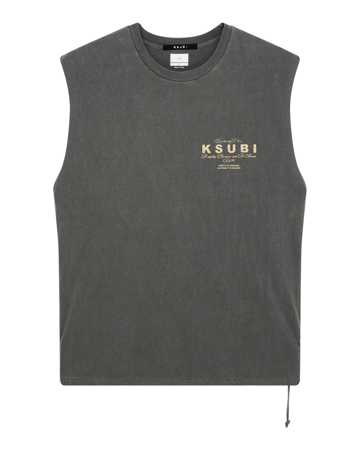 Mens Lock Cut Off Tee Charcoal Regular Tees - Grey