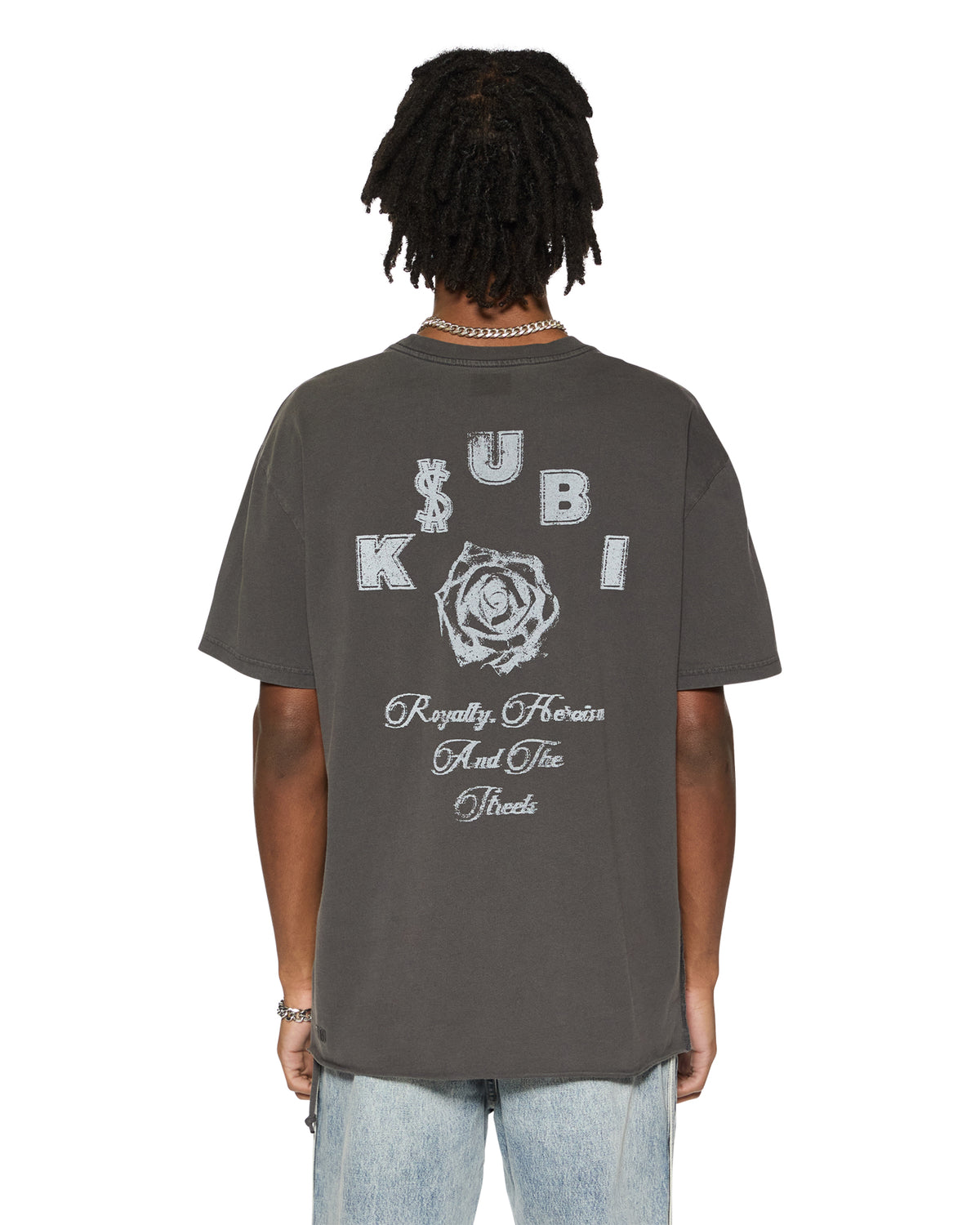 Mens Lock Up Biggie Ss Tee Faded Black Oversized Tees - Black
