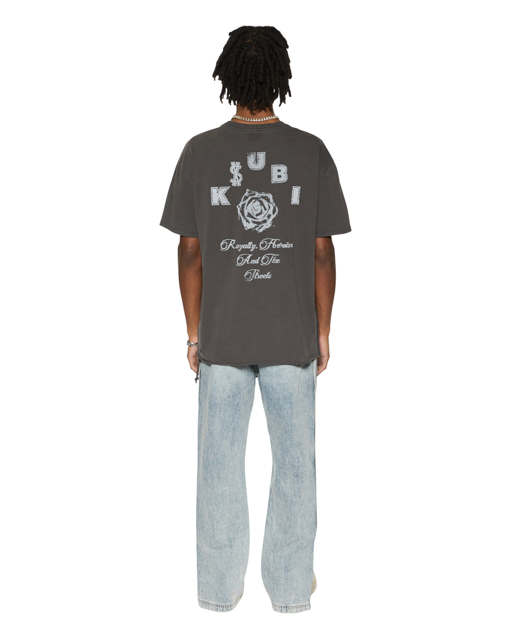 Mens Lock Up Biggie Ss Tee Faded Black Oversized Tees - Black