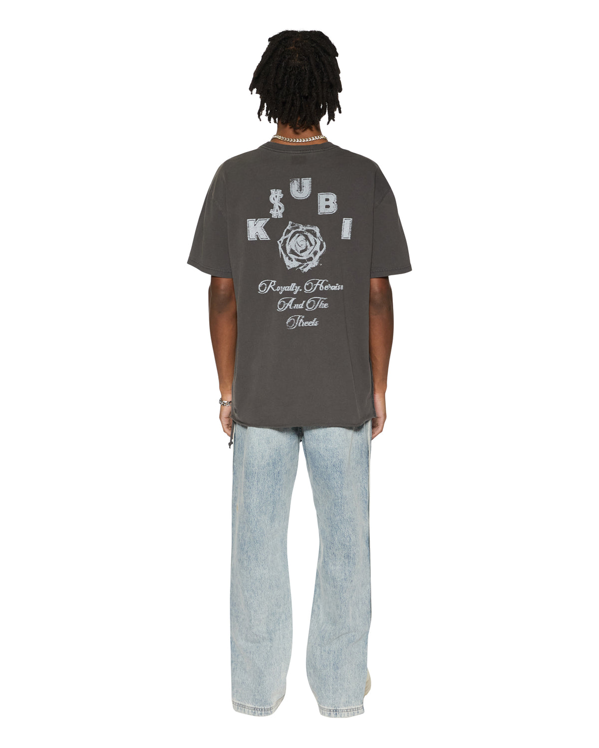 Mens Lock Up Biggie Ss Tee Faded Black Oversized Tees - Black