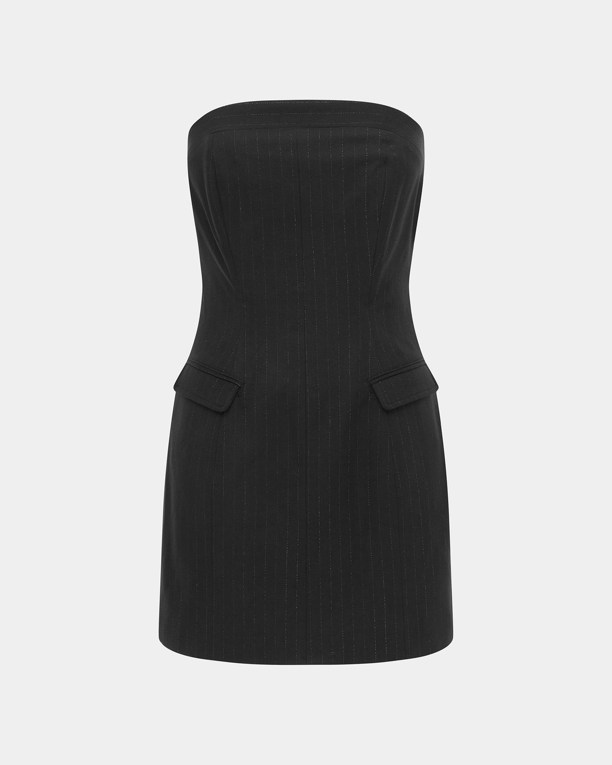 Womens London Bustier Dress Pinstripe Fitted Dresses - Black