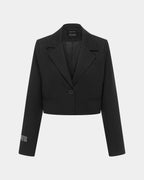Womens London Crop Blazer Pinstripe Cropped Jackets - Black