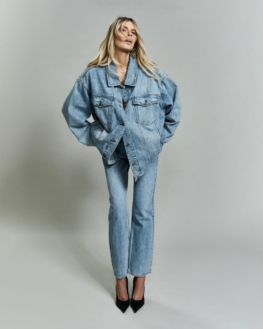 Womens Ksuper Oversized Jacket Babes Blue Oversized Jackets - Denim