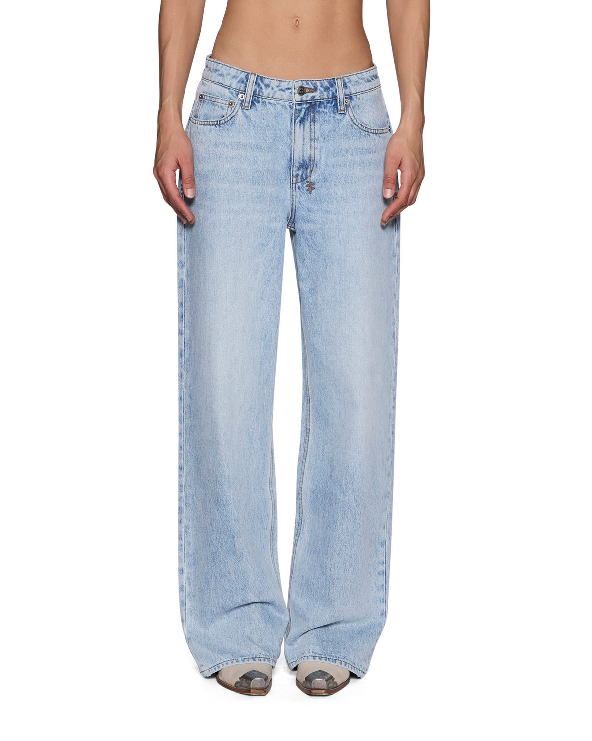 Womens Low Rider Tru Blu Relaxed Straight Denim Jeans - Denim