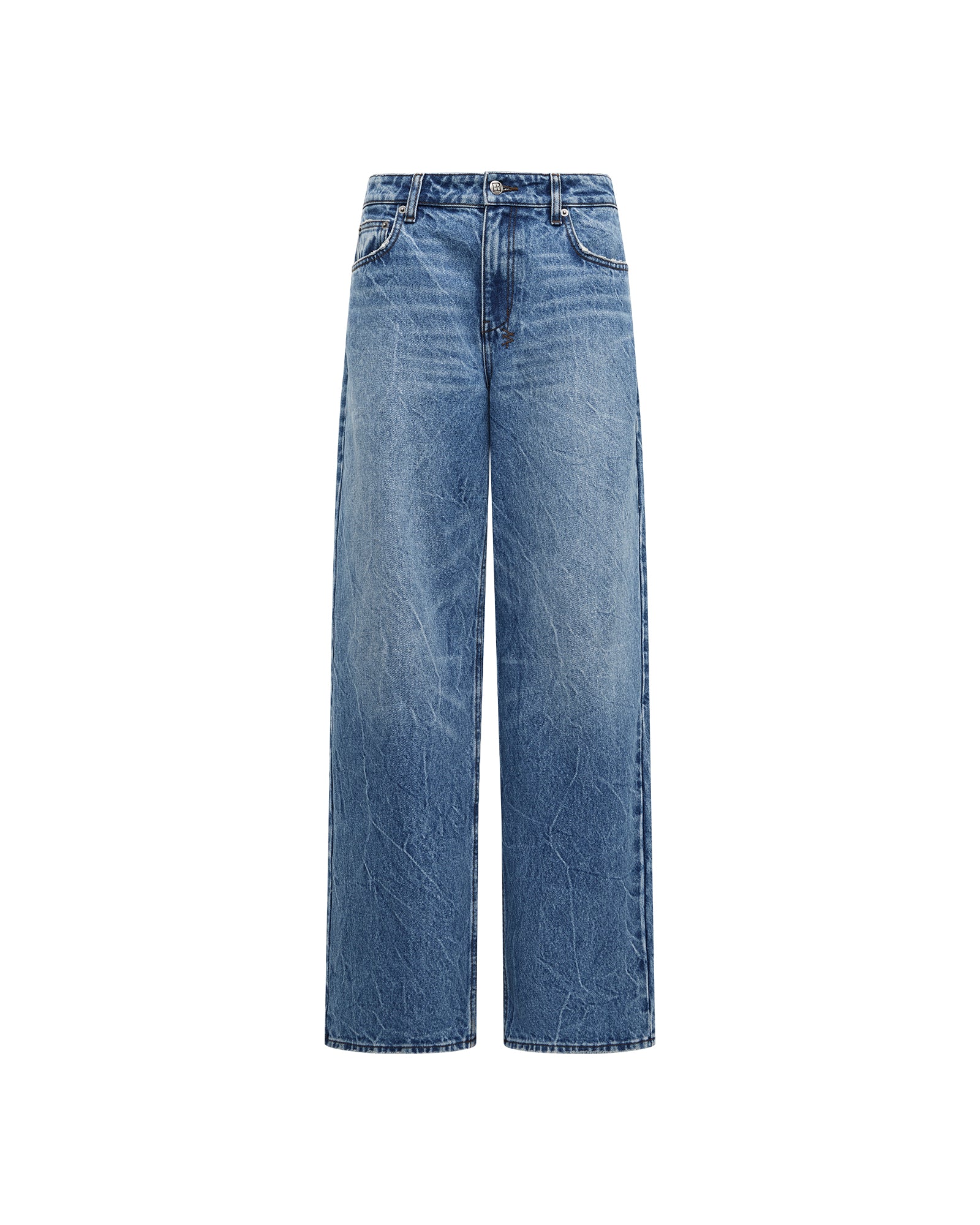 Womens Low Rider Jean Liberty Blue Plaid Relaxed Denim Jeans