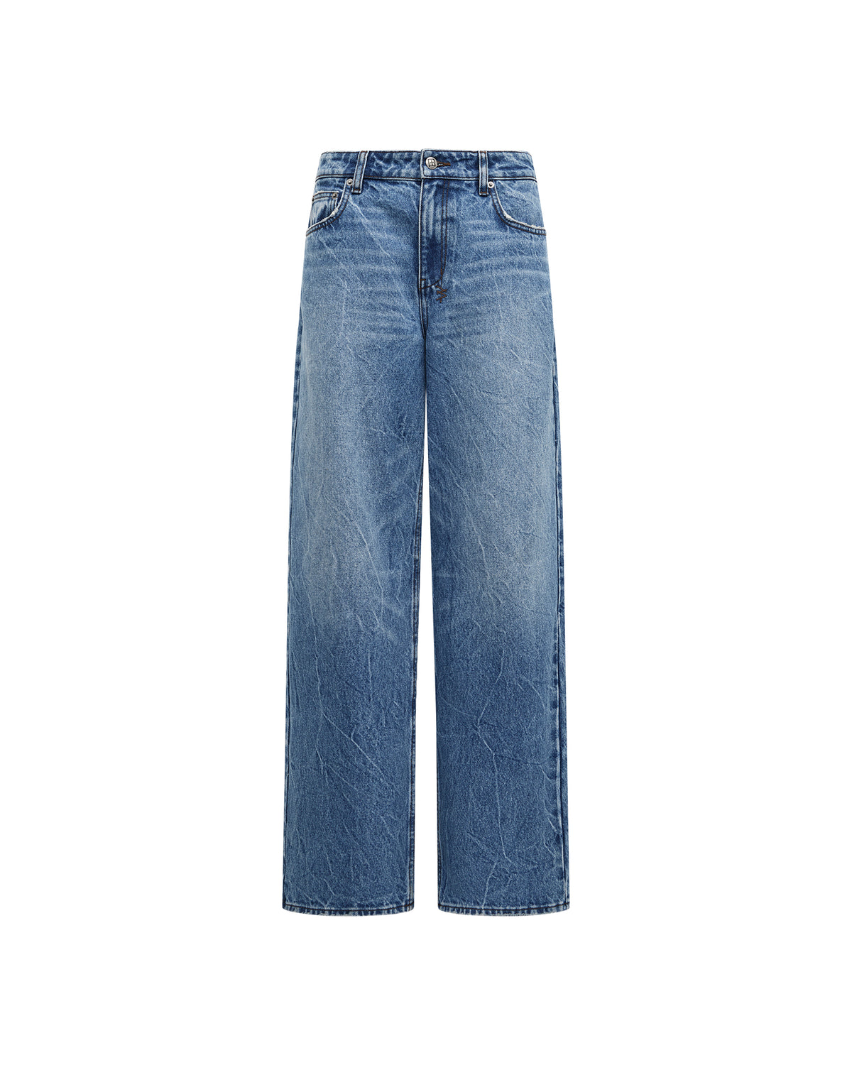 Womens Low Rider Jean Liberty Blue Plaid Relaxed Denim Jeans - Denim