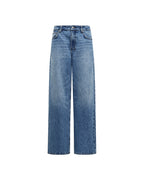 Womens Low Rider Jean Liberty Blue Plaid Relaxed Denim Jeans - Denim