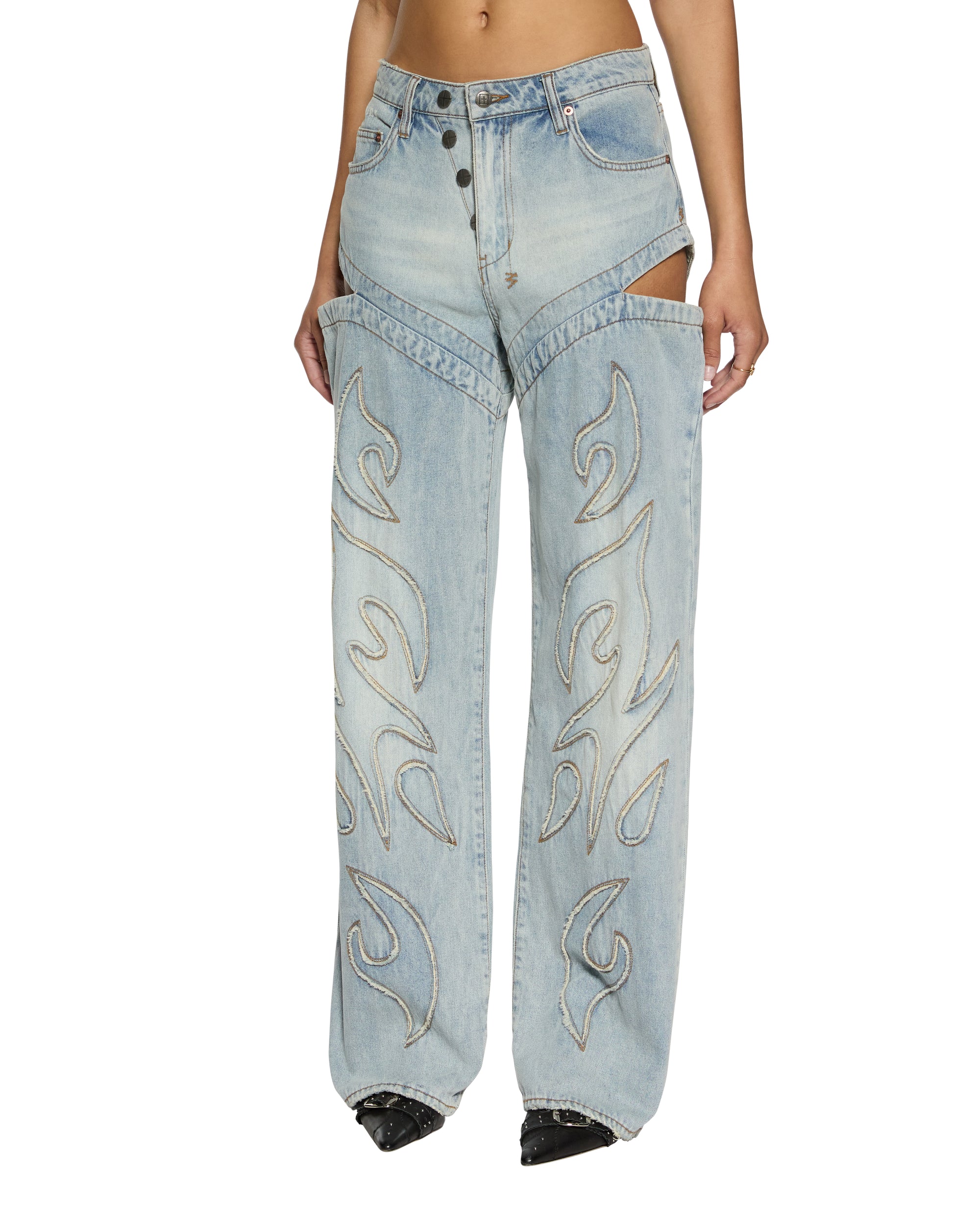 Frontier Low Rider Paragon Patch Jean - Stone Wash Denim | Ksubi ++