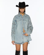 Womens Frontier Ls Shirt Paragon Patch Oversized Shirts - Denim