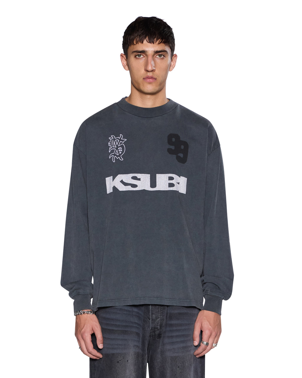 MENS RUGGED EKCESS LS TEE BLASTED BLACK TEES