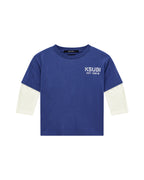 Kids Lil Layered Ls Tee Navy White Tees - Navy