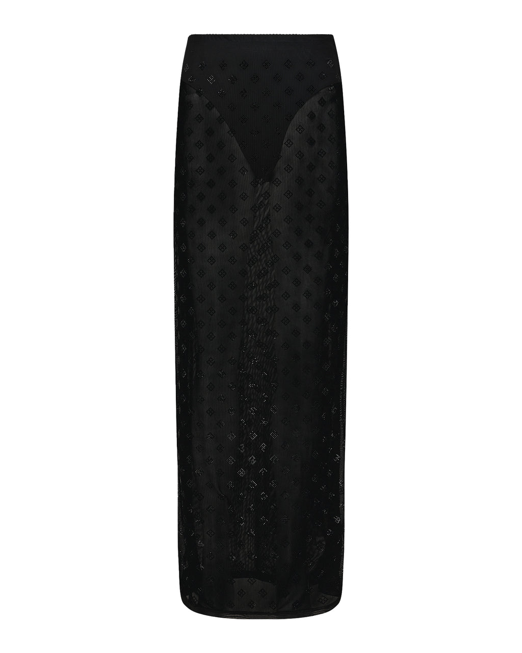 Womens Maxi Skirt Diamante Straight Skirts - Black