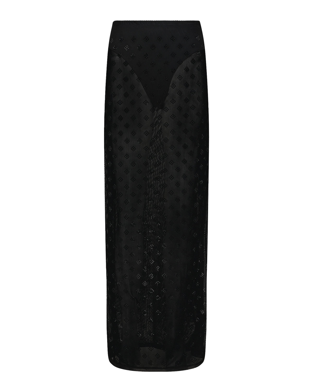 Womens Maxi Skirt Diamante Straight Skirts - Black